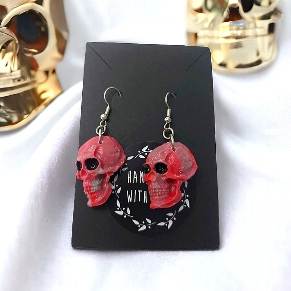 Handcrafted Skull Polymer Clay Earrings